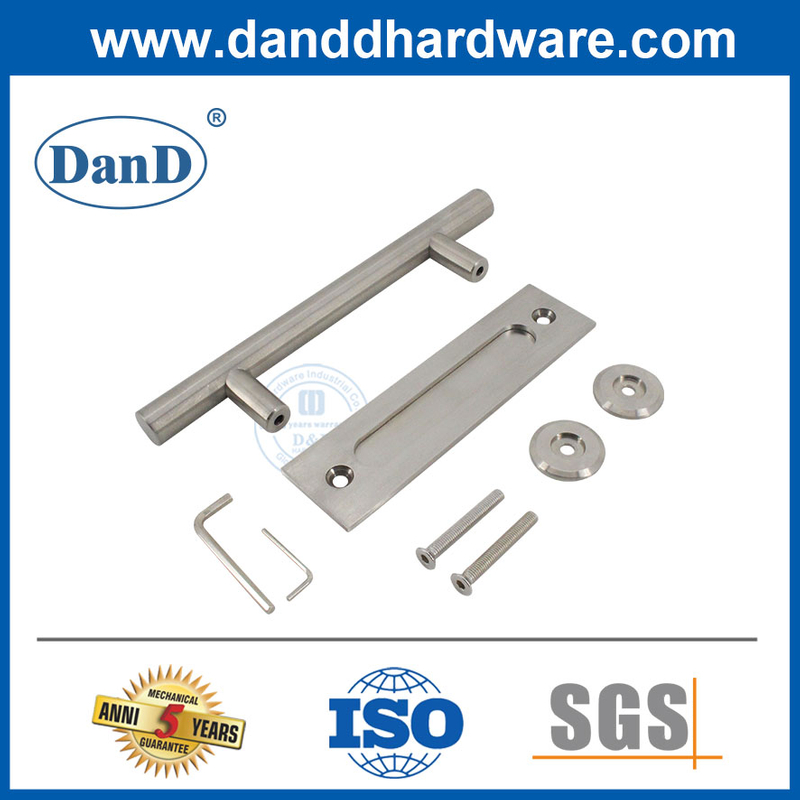 Hardware de porta de celeiro deslizante de aço inoxidável acetinado Hardware duplo lateral-ddbd102