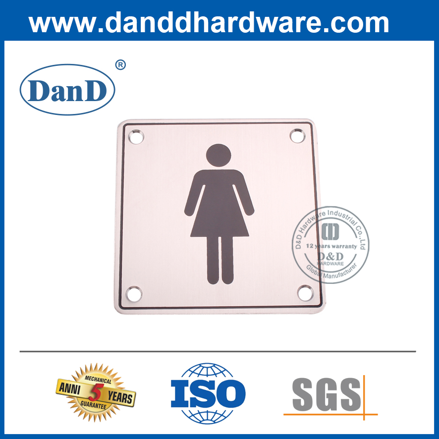 Parede de aço inoxidável montada placa de banheiro feminino placa-ddsp002
