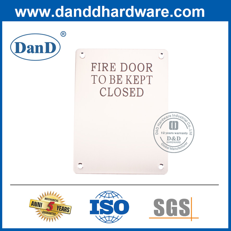 Porta de fogo de aço inoxidável assinatura placa placa-ddsp010