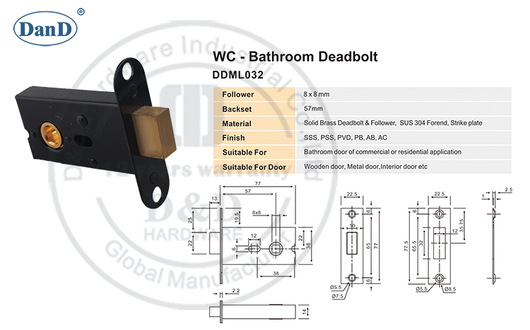 Deadbolt para hardware de metal porta-d e d