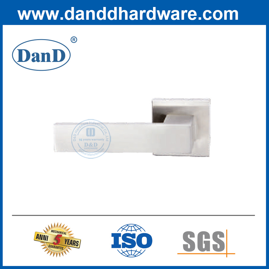 Hardware de porta interior em aço inoxidável quadrado alavanca de alavanca sólida maçaneta-ddsh057