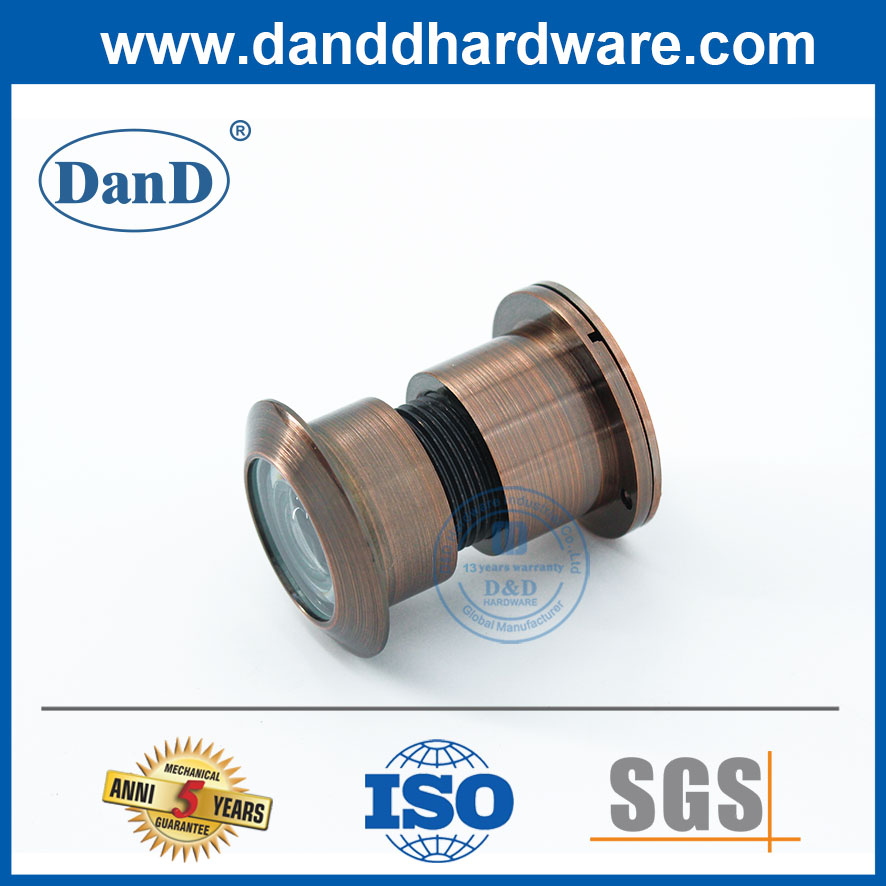 Visualizador de peephole de porta grande de cobre antigo com vidro len-dddv003