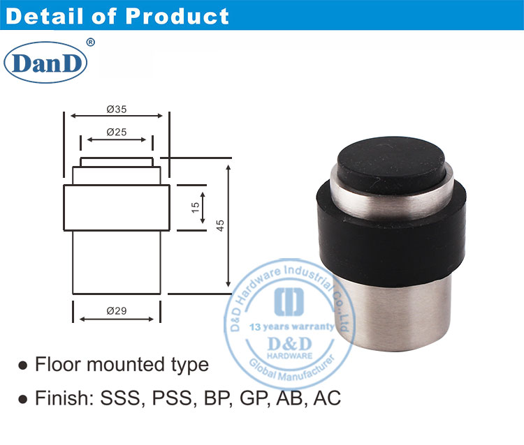 Hardware de parada de porta comercial