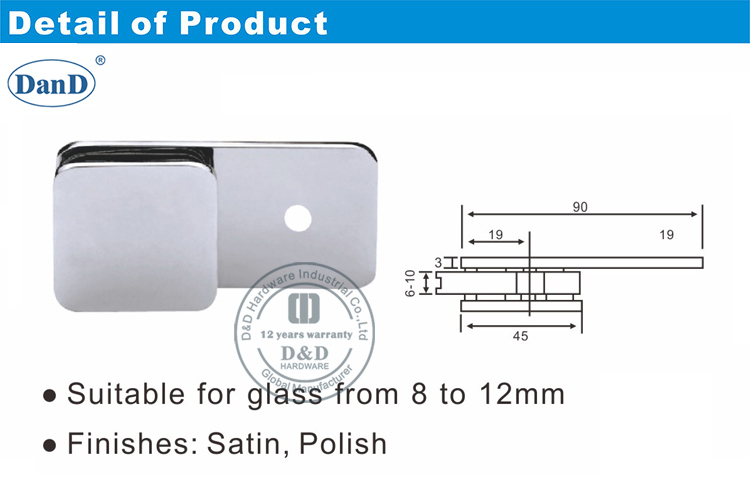 Banheiro de vidro de reten&ccedil;&atilde;o de clipe-d e d hardware