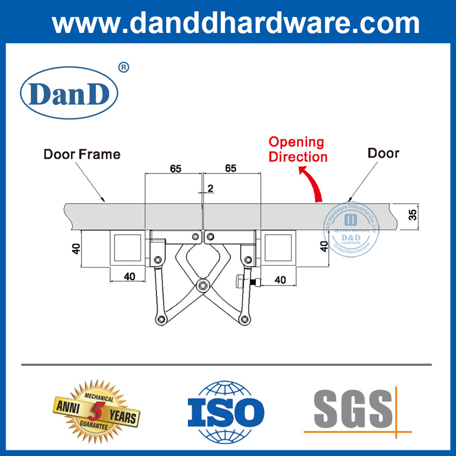 Hardware de porta secreta 160-180 graus aço inoxidável para serviço pesado Duas direção HINGE HINDEND-DDCH020