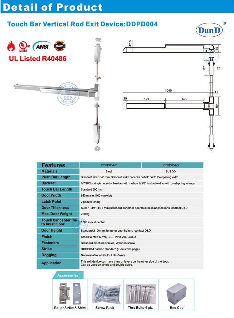 Barra de push da porta de sa&iacute;da
