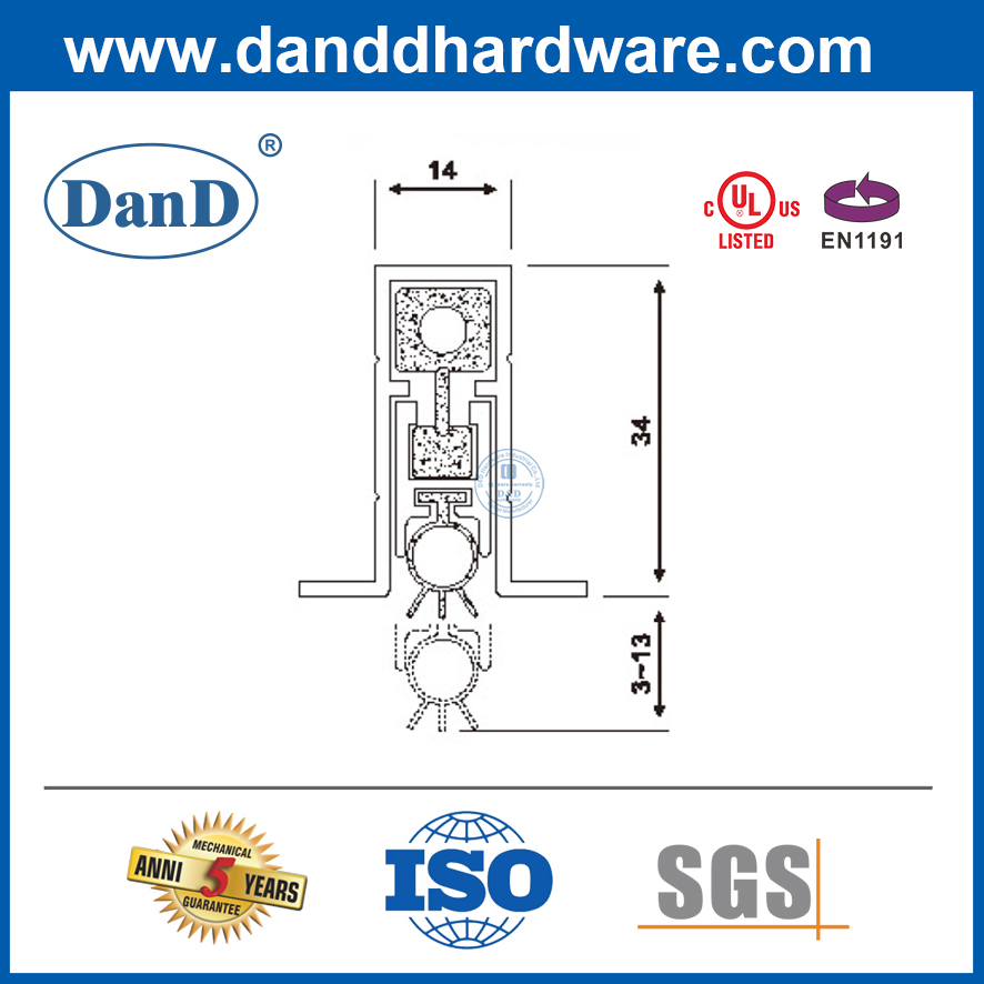 Alumínio Automática Porta inferior Porta de vedação de vedação Drop se vedação para fumaça Door-DDBS002
