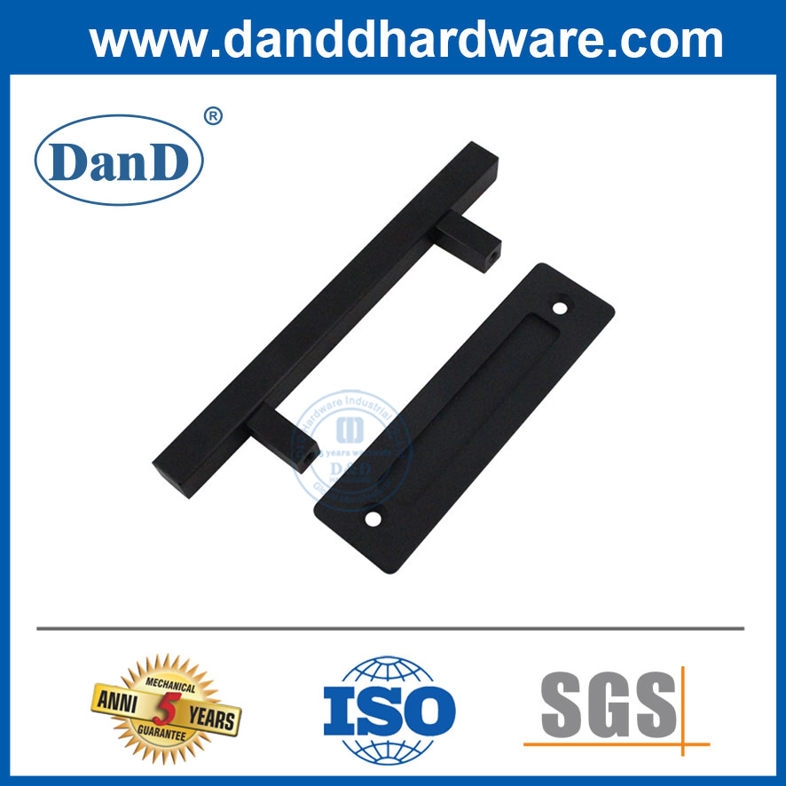 Porta de celeiro, alça nivelada da porta de aço inoxidável, puxar maçaneta fosco preto-ddbd104