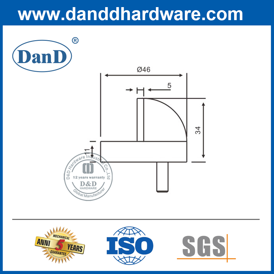 Manufatura de fábrica aço inoxidável Contemporary Door Stopper-DDDS002