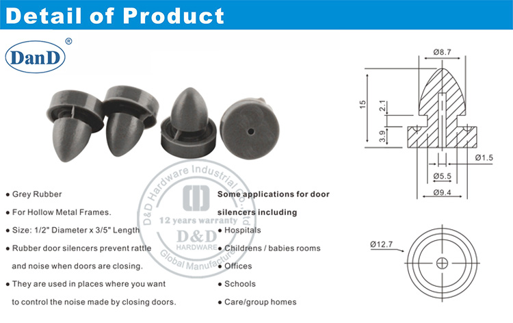 Porta de borracha silenciador-d e d hardware