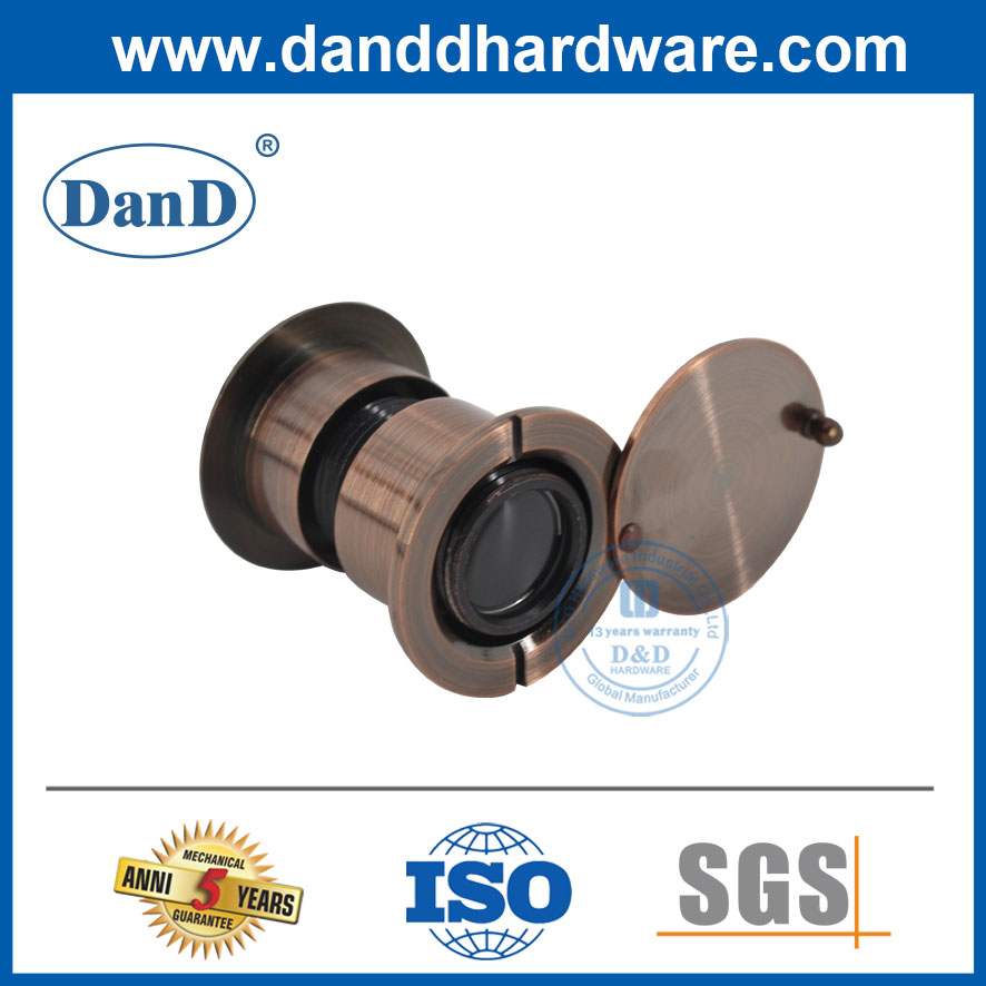 Visualizador de peephole de porta grande de cobre antigo com vidro len-dddv003