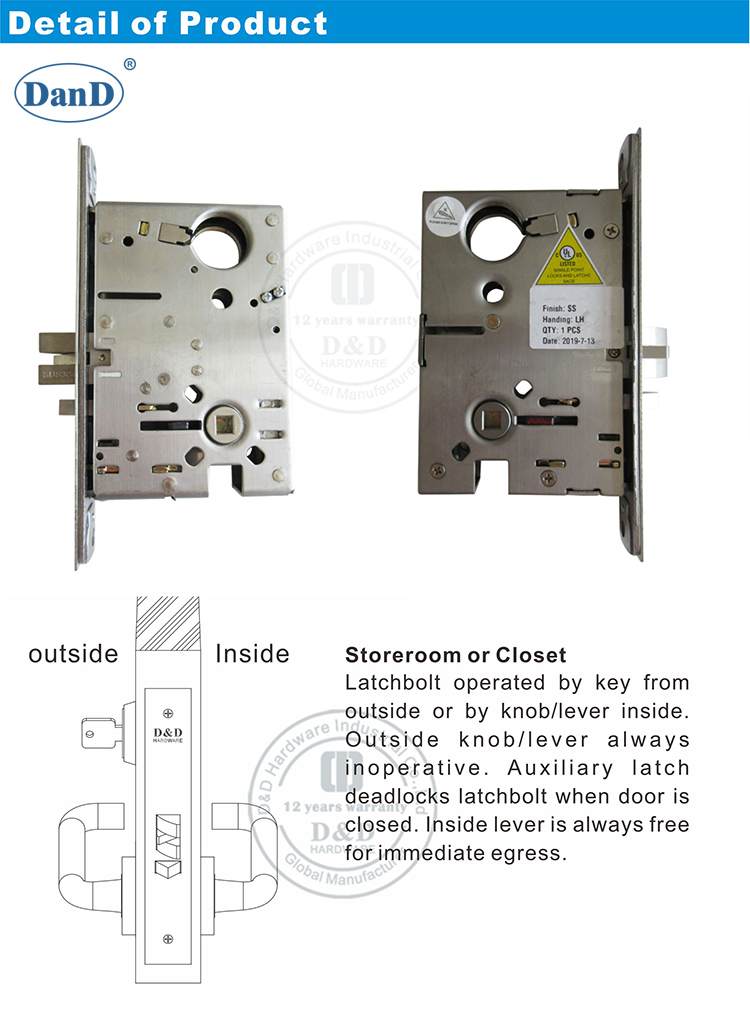 Fire com classifica&ccedil;&atilde;o de inc&ecirc;ndio Lock-D e D Hardware