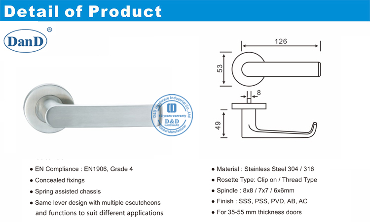 Hardware de alavanca-d e d de porta de alavanca