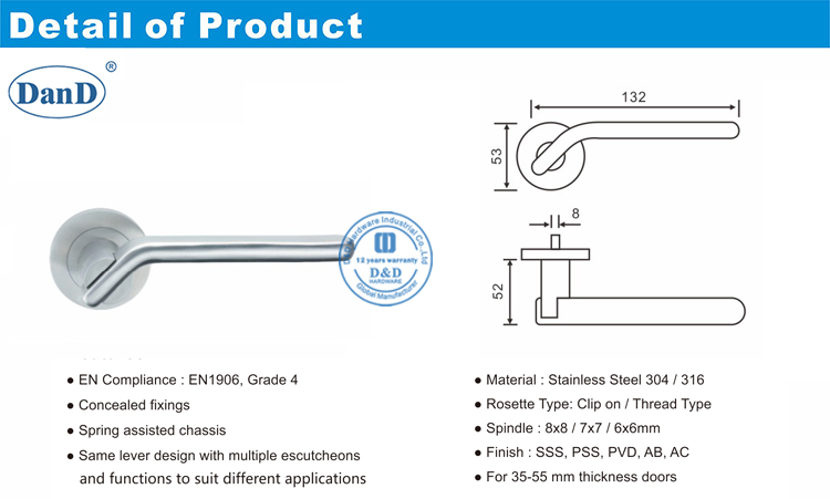 Hardware da alavanca da alavanca da porta da porta da frente