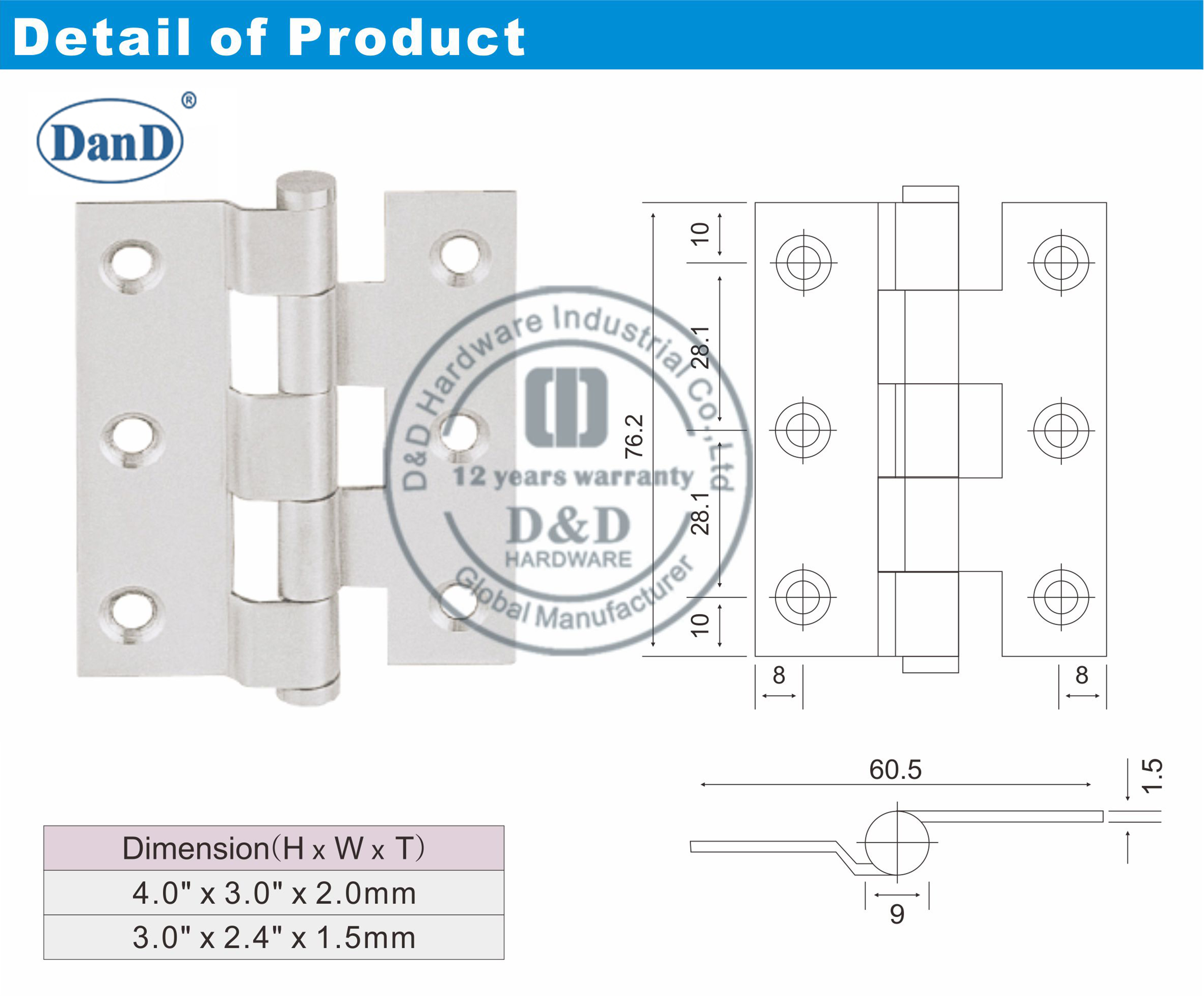 Hardware de a&ccedil;o inoxid&aacute;vel dobrador da manivela-d e d
