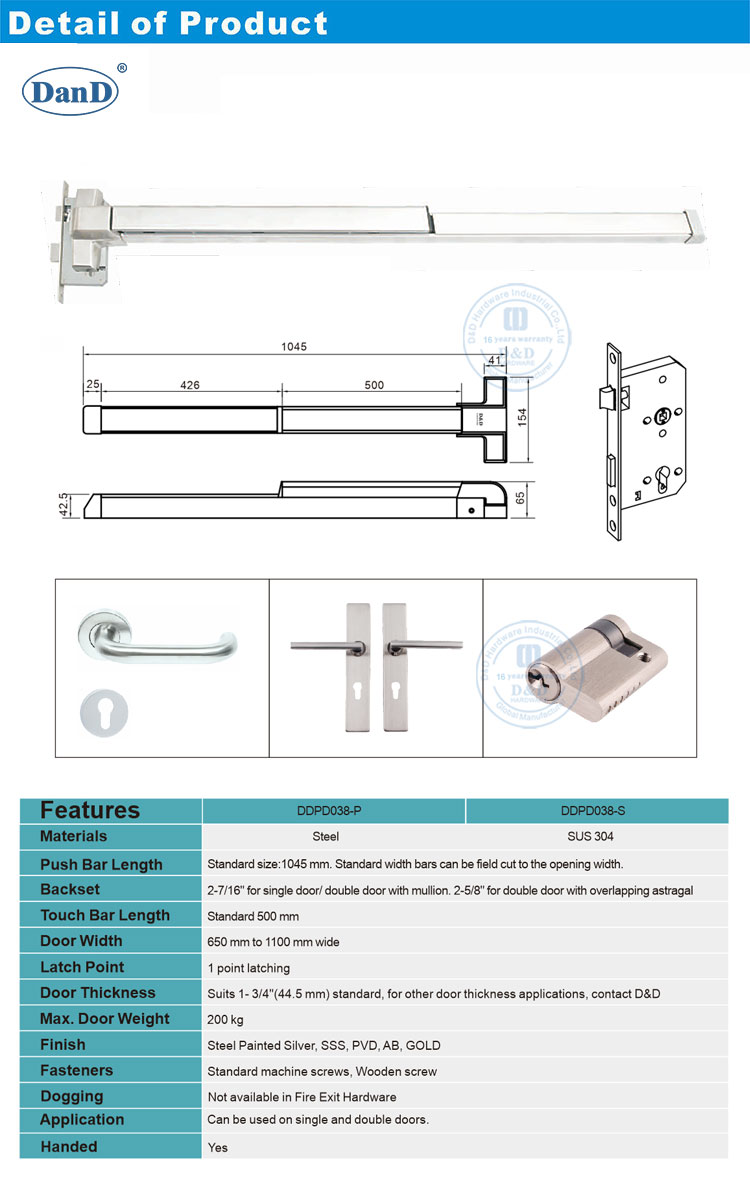 Barra de push de porta de sa&iacute;da de emerg&ecirc;ncia