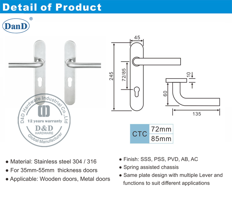 316 alavanca de grau com hardware placa-d e d