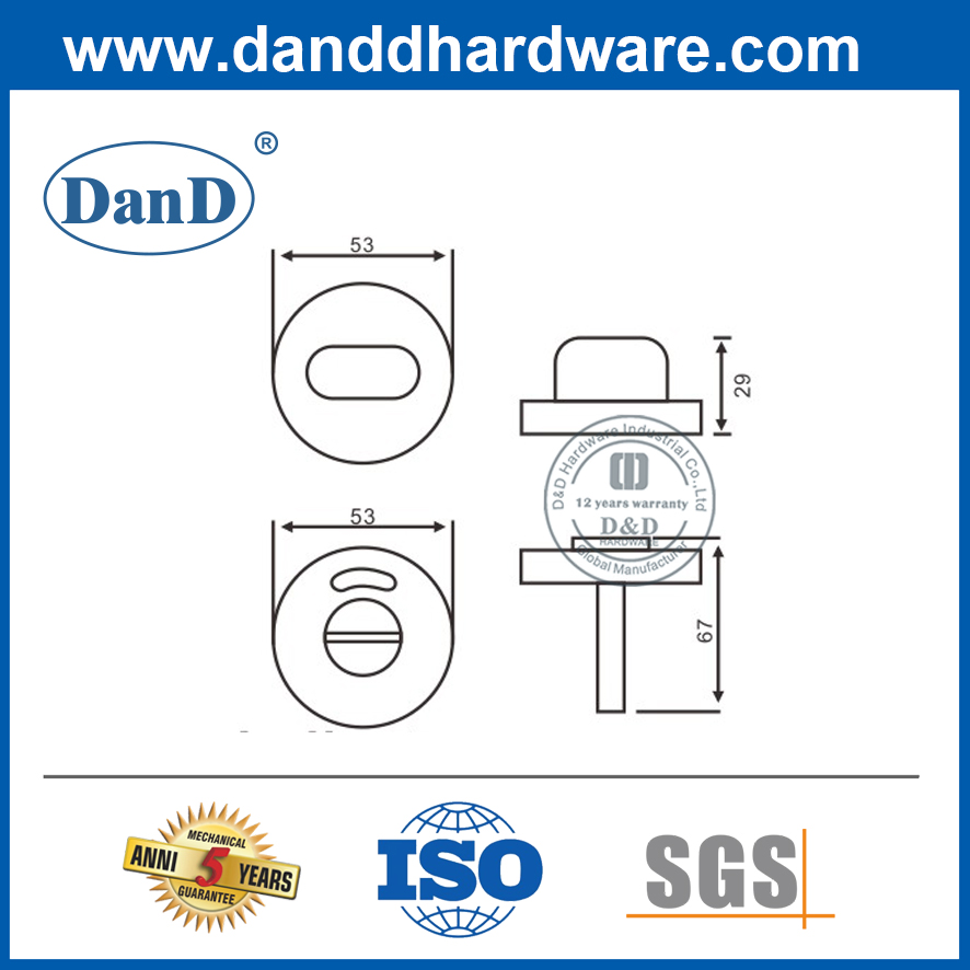 Aço inoxidável thumburn e liberação com indicador para WC DDIK002