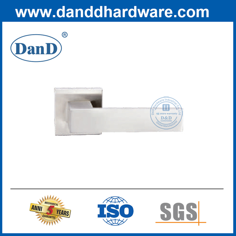 Hardware de porta interior em aço inoxidável quadrado alavanca de alavanca sólida maçaneta-ddsh057