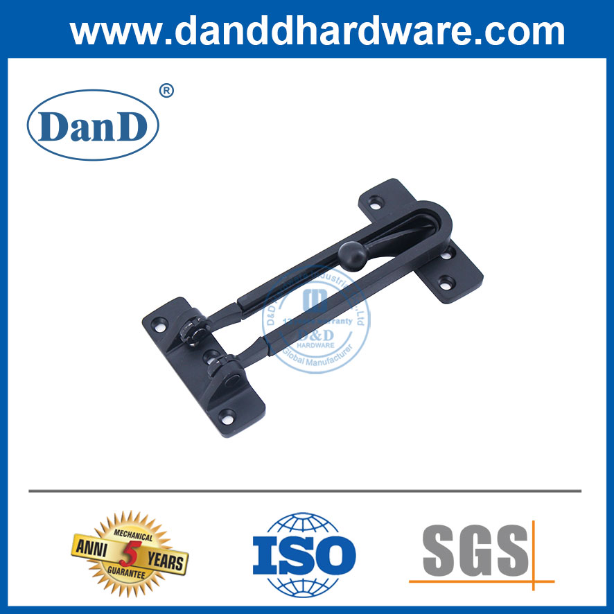 Matt Black Metal Door Guard de Liga de Zinco Guarda de Segurança Fechos para Dormitório-DDDG008
