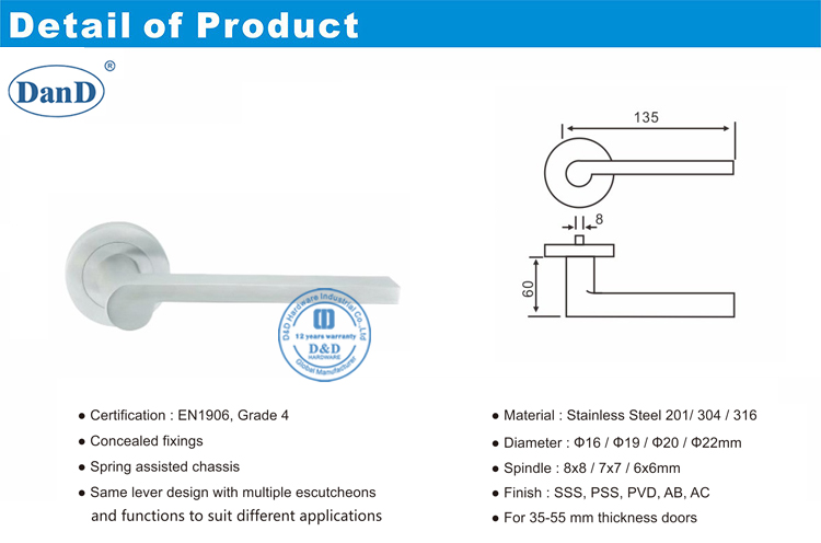 Handles-d e D de porta comercial
