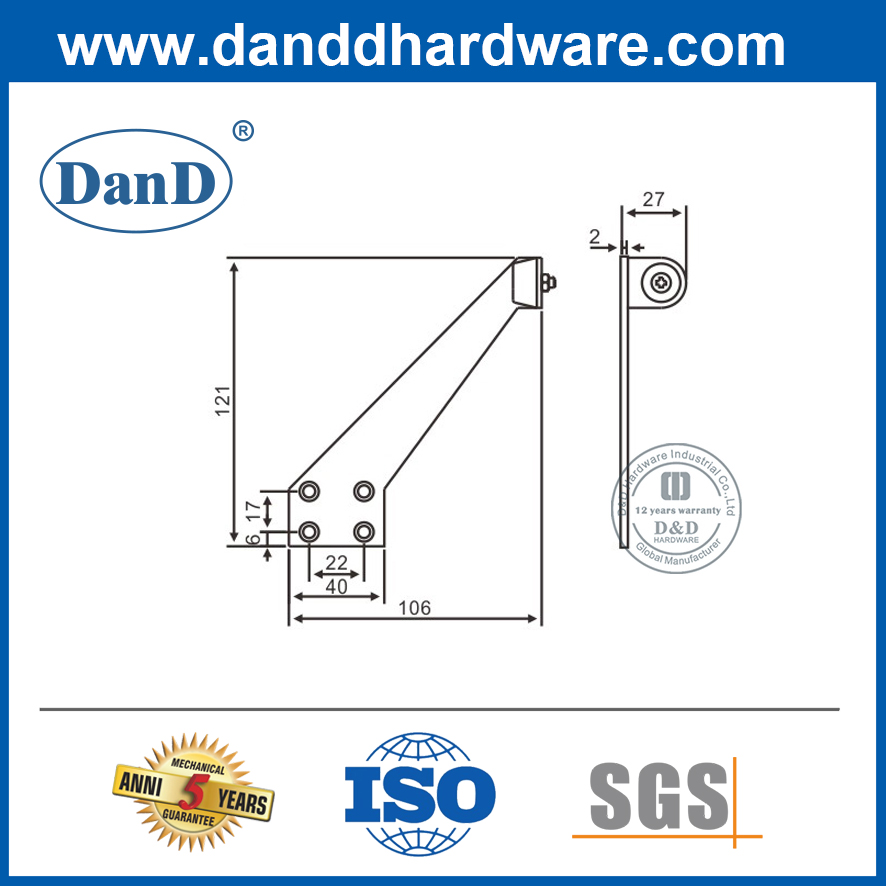 Parada de porta de aço inoxidável para porta interna-DDDS026