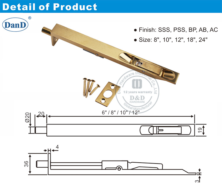 Mancha de bronze para o hardware da porta de descarga e d hardware