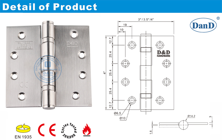 Dobradi&ccedil;a de porta de a&ccedil;o inoxid&aacute;vel CE