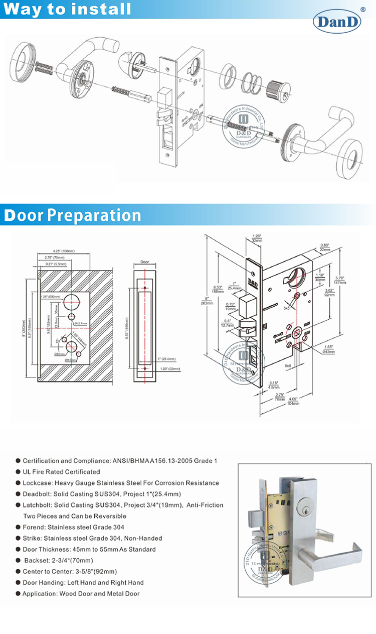 Ansi Mortice Lock-D e D Hardware