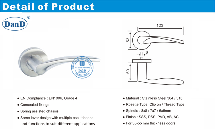 Alavanca de porta interior handle-d e d hardware