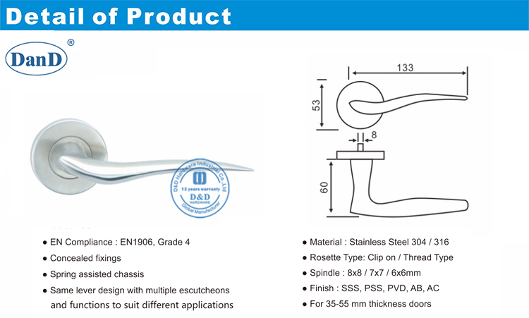 Hardware de alavanca-d e d do banheiro