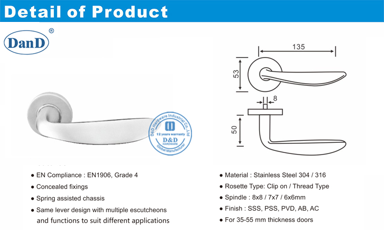 Hardware de hardware de porta comercial d e d