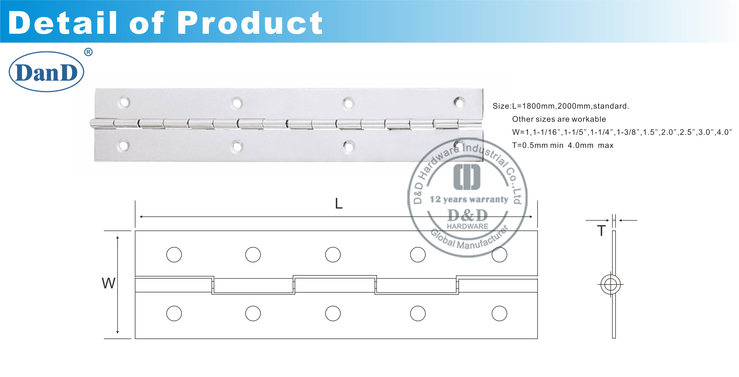 Hardware de piano de Hinging-D e D
