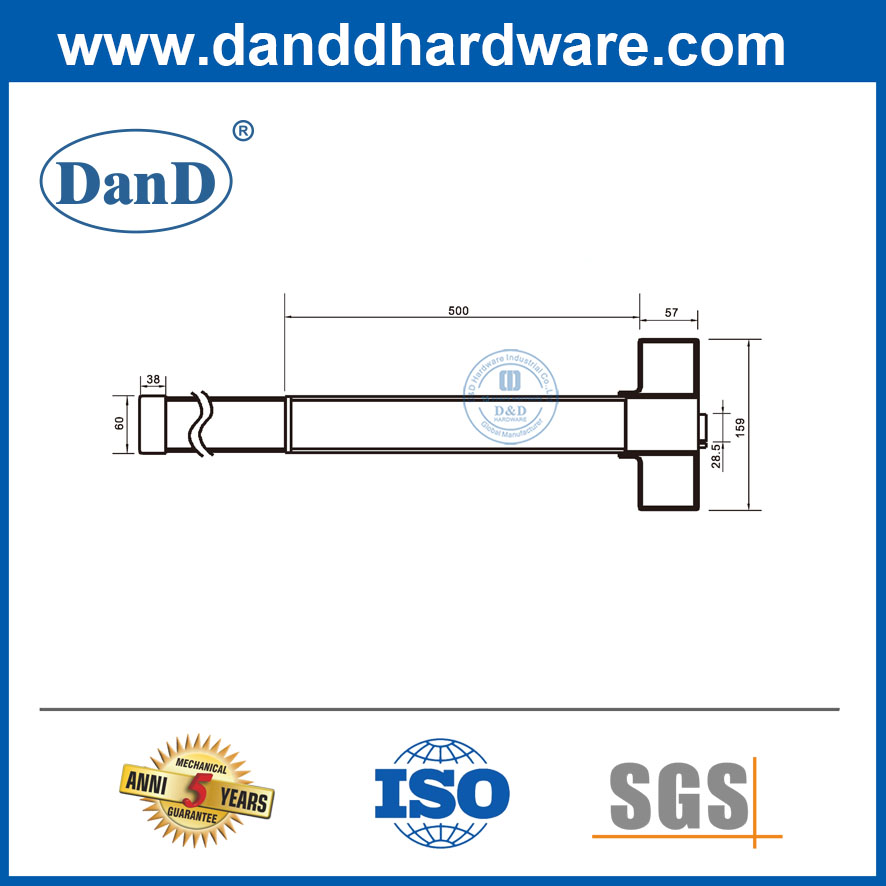 Barra de pânico para a porta de aço de aço portas de pânico por porta de pânico hardware-ddpd001