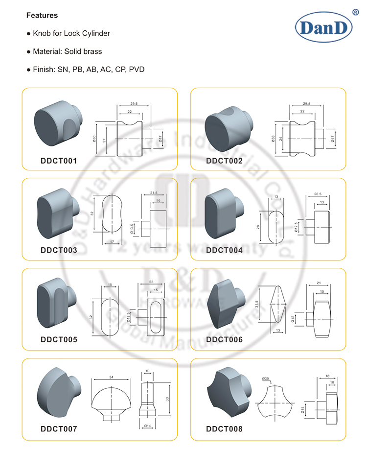 KONB para o hardware do cilindro-d e D da porta