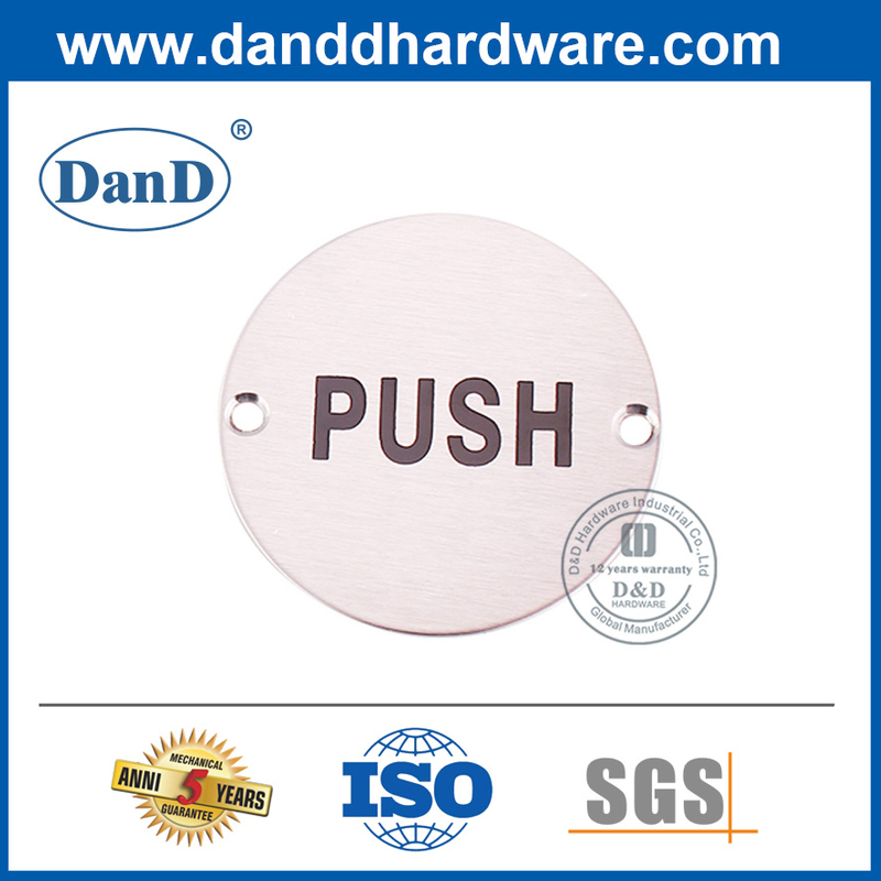 Placa de pressão redonda de aço inoxidável de prata para a porta dianteira - DDSP009-B