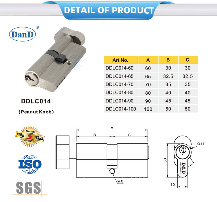 Cilindro de trava de ma&ccedil;aneta de amendoim