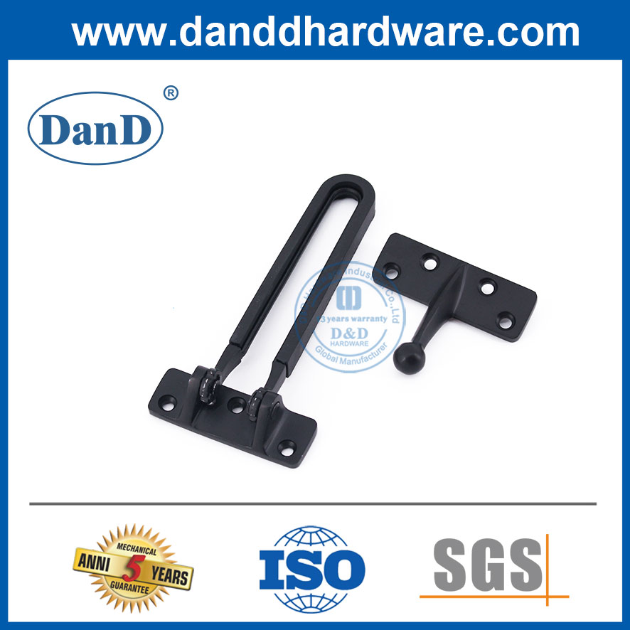 Matt Black Metal Door Guard de Liga de Zinco Guarda de Segurança Fechos para Dormitório-DDDG008