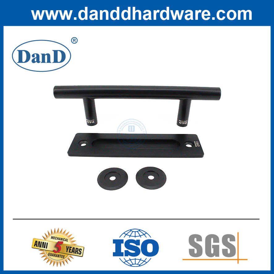Mandilhas de porta de celeiro ao ar livre Matt preto aço inoxidável Hardware da porta de aço alças-ddbd102
