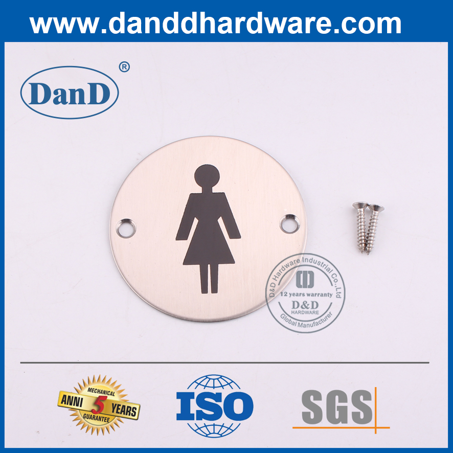 Parede de aço inoxidável montada placa de banheiro feminino placa-ddsp002