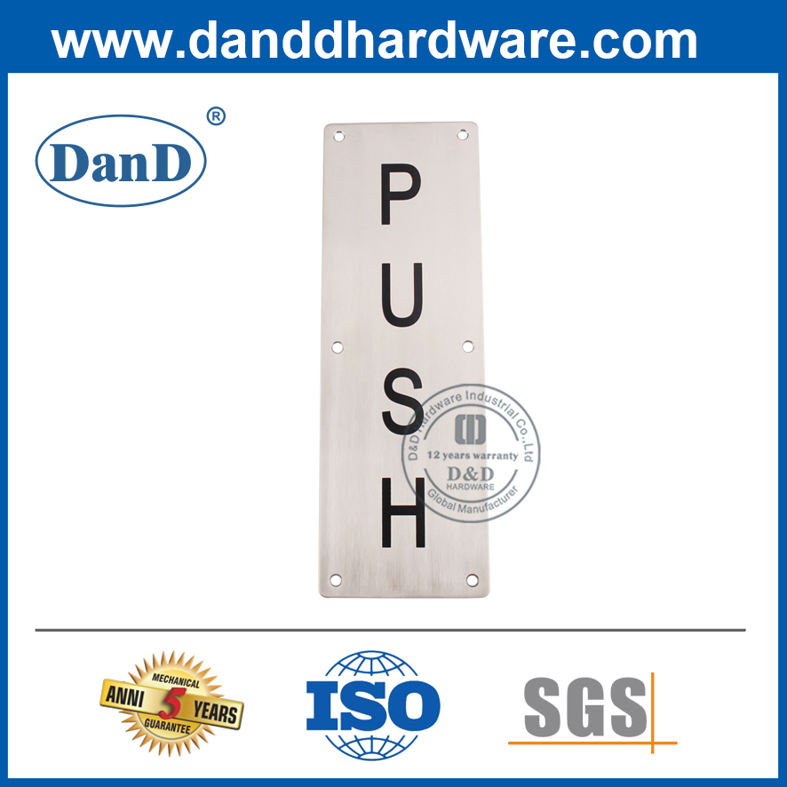 Placa de sinal de push do tipo redondo de aço inoxidável para a porta de madeira-ddsp006
