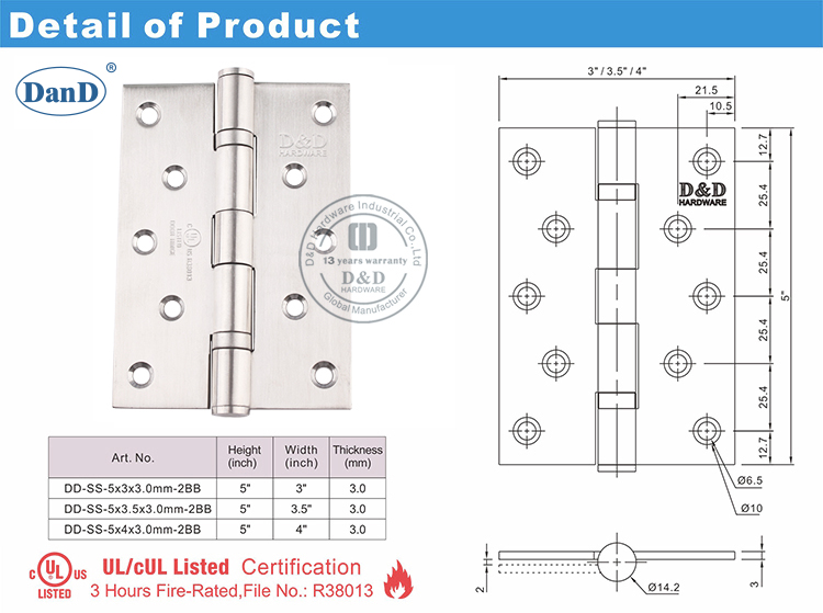 Dobradi&ccedil;a da porta listada por UL