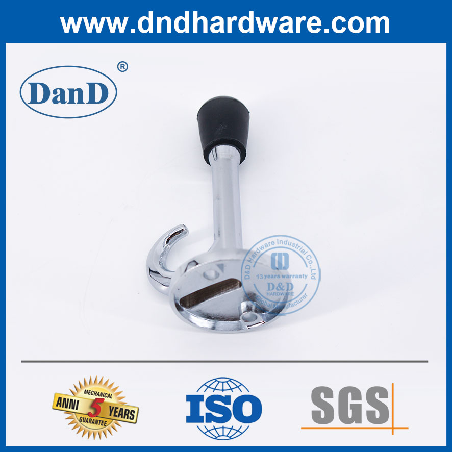 Parede de parede de porta cromada polida com gancho de zinco por porta-ddds020