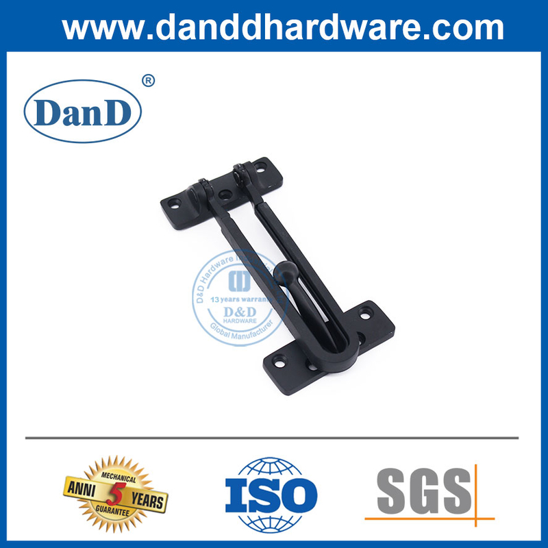 Matt Black Metal Door Guard de Liga de Zinco Guarda de Segurança Fechos para Dormitório-DDDG008