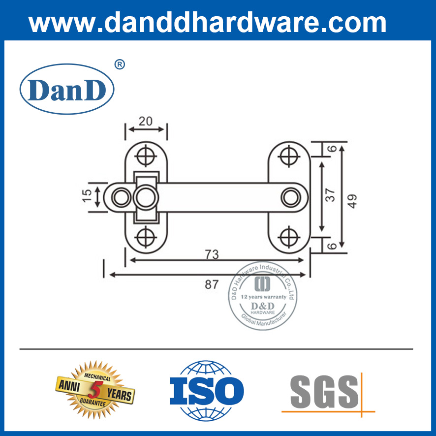 Fornecedor de guarda de porta de segurança Antecedim de aço inoxidável Porta externa de cobre guarda-dddg006