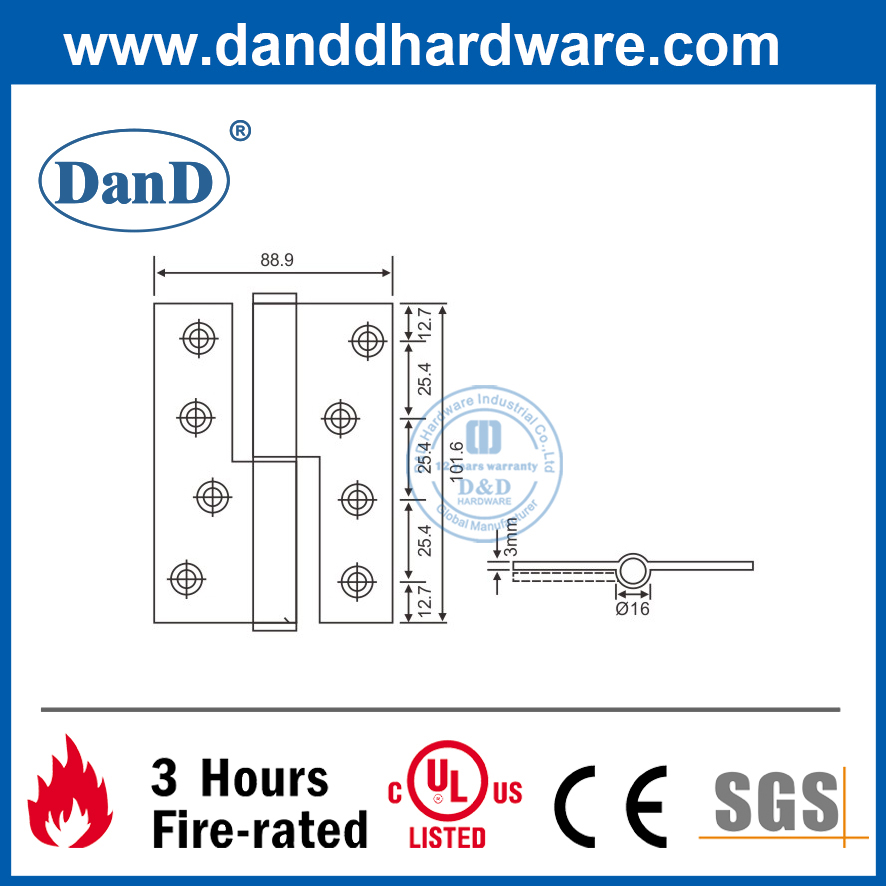 SS201 Lift-Off H tipo porta porta dobradiça com lavadora-ddss018