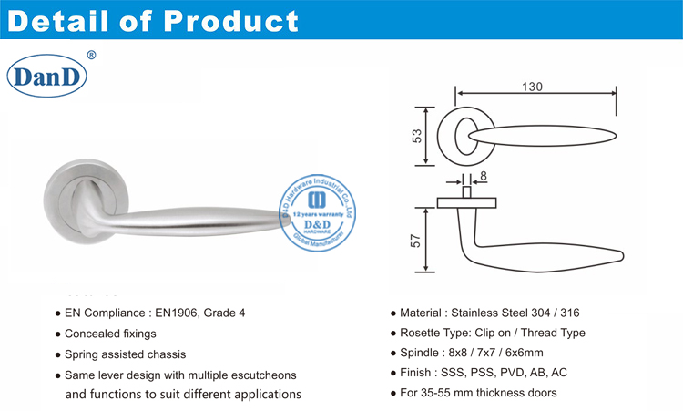 Alavanca de porta de entrada e hardware