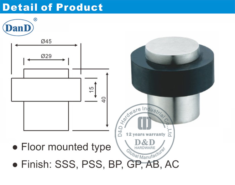 Hardware de stop-d e d de porta de borracha