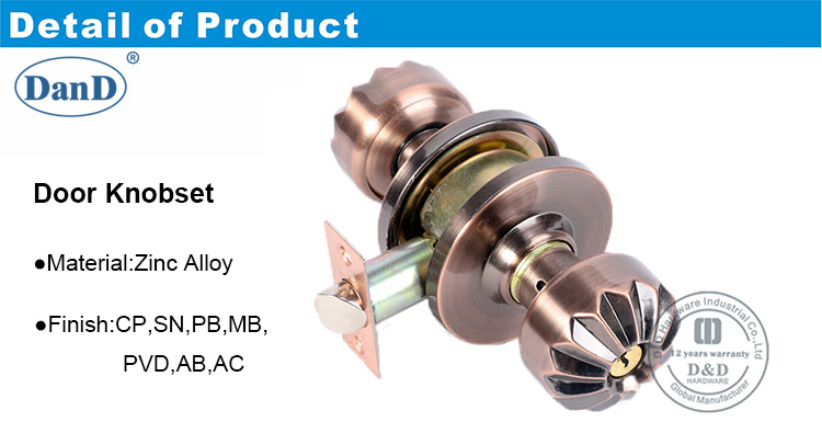 Bot&atilde;o de liga de zinco Lockset-DDLK051-D e D hardware