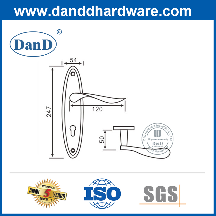 SS304 alavanca moderna punho com design de placa-ddlp002